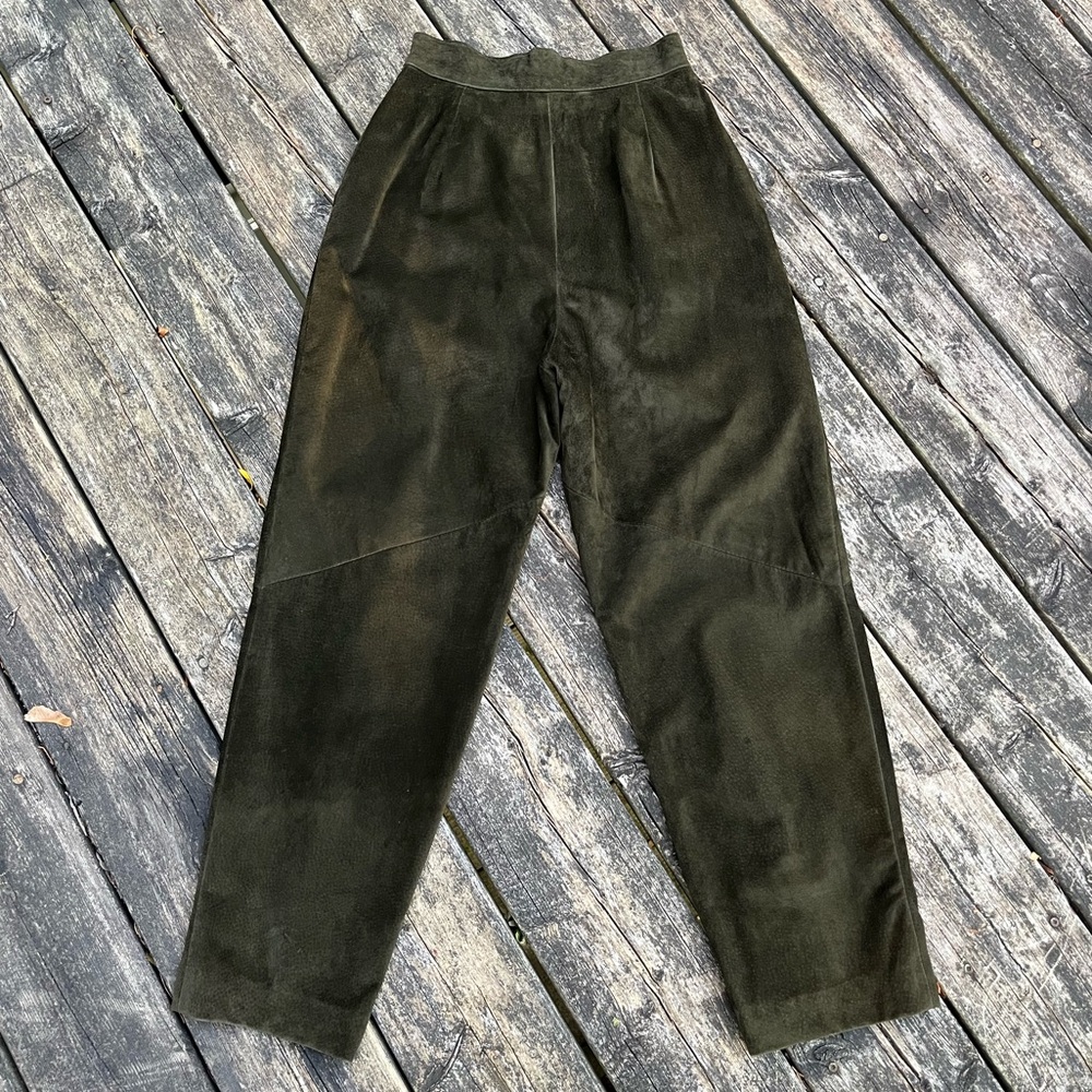 Vintage Danier Olive Suede High-Waist Trousers | Made in Canada | Size 4 - Picture 11 of 11